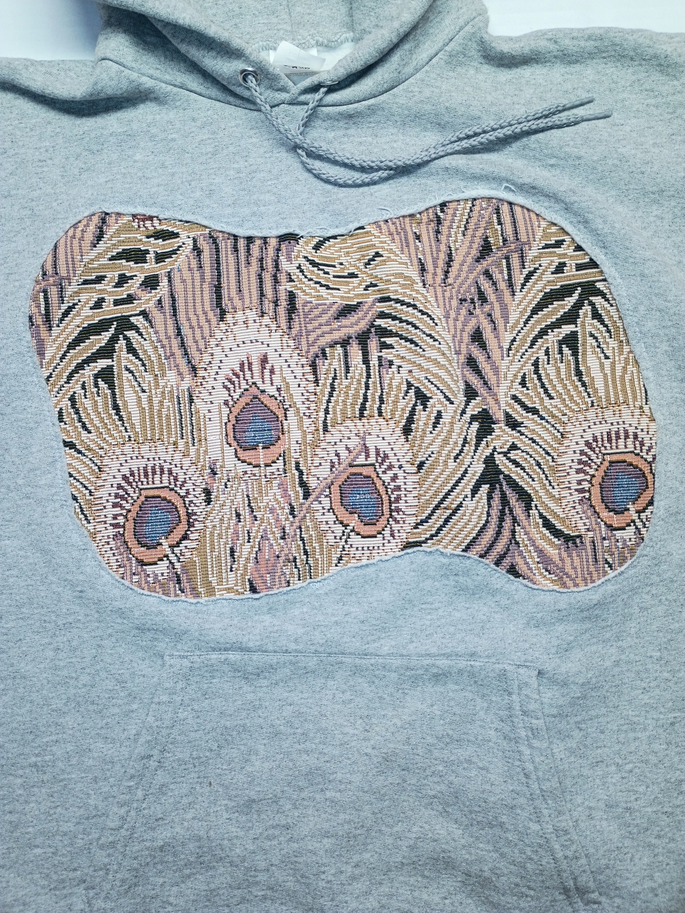 Peacock Feather Panel Reworked Hoodie - Picture 2 of 6